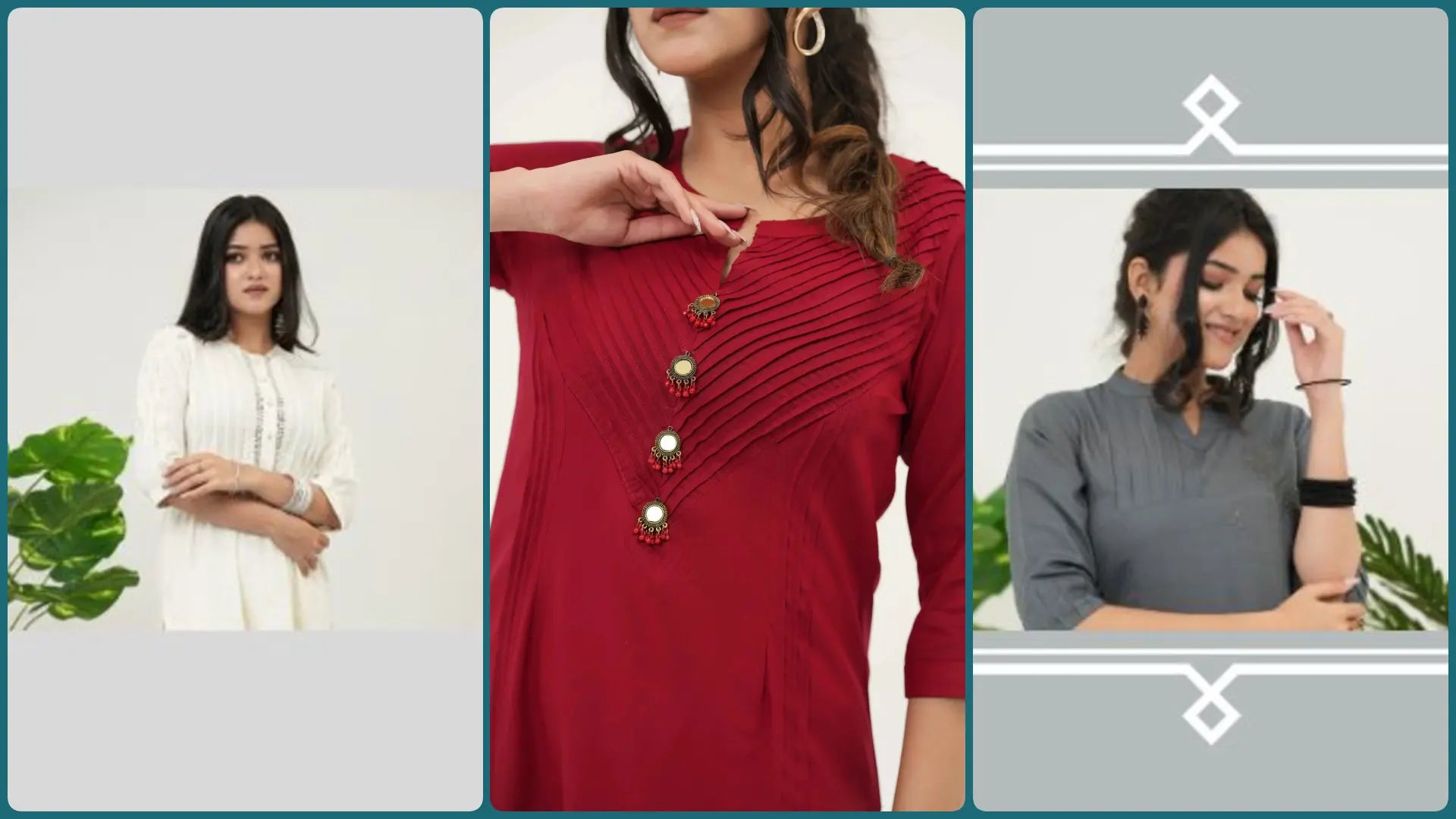 Kurta sets for holi, white, red, grey