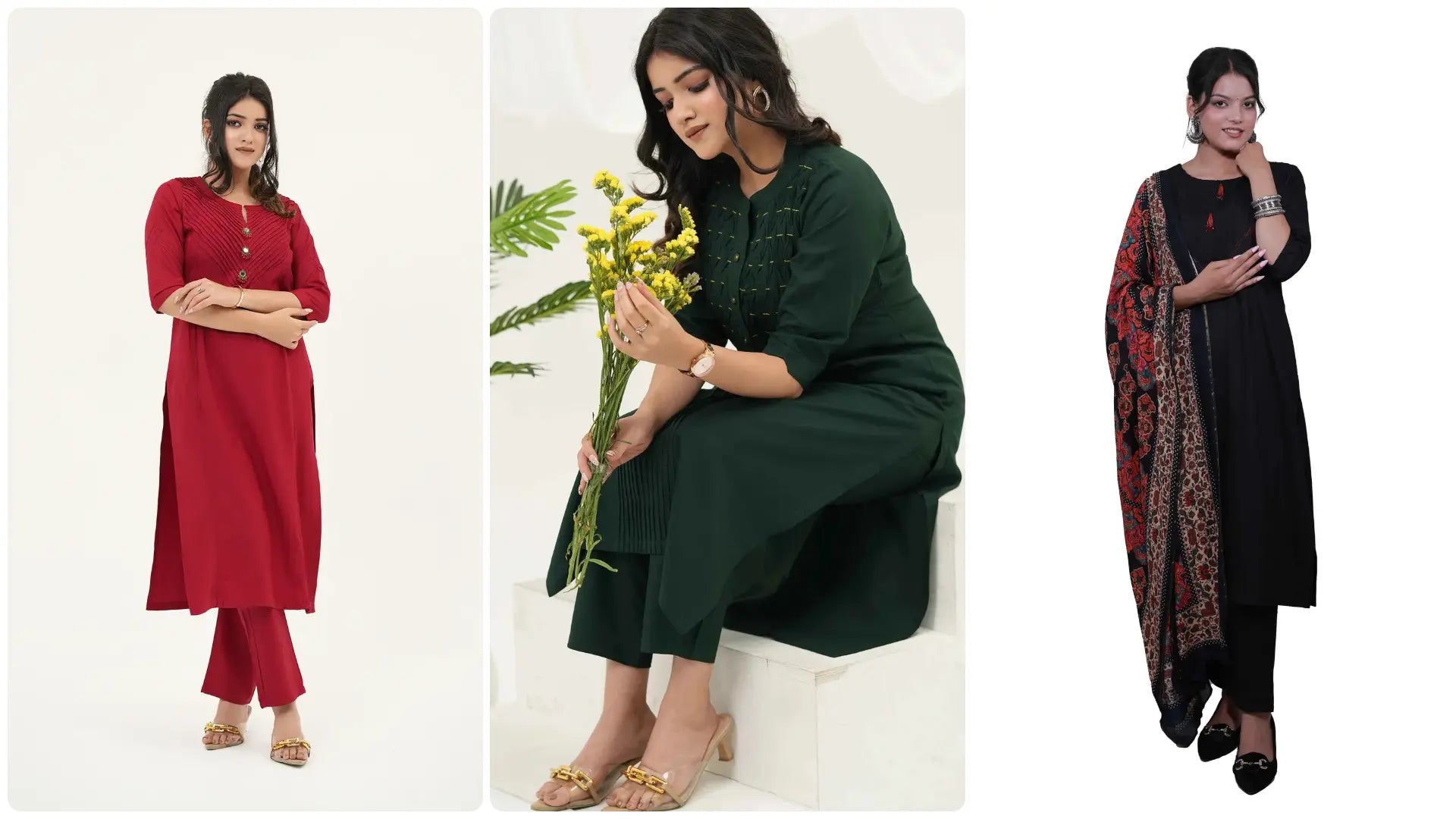 Woman wearing a solid kurta set styled as everyday ethnic wear, showcasing comfort, minimal design, and effortless elegance