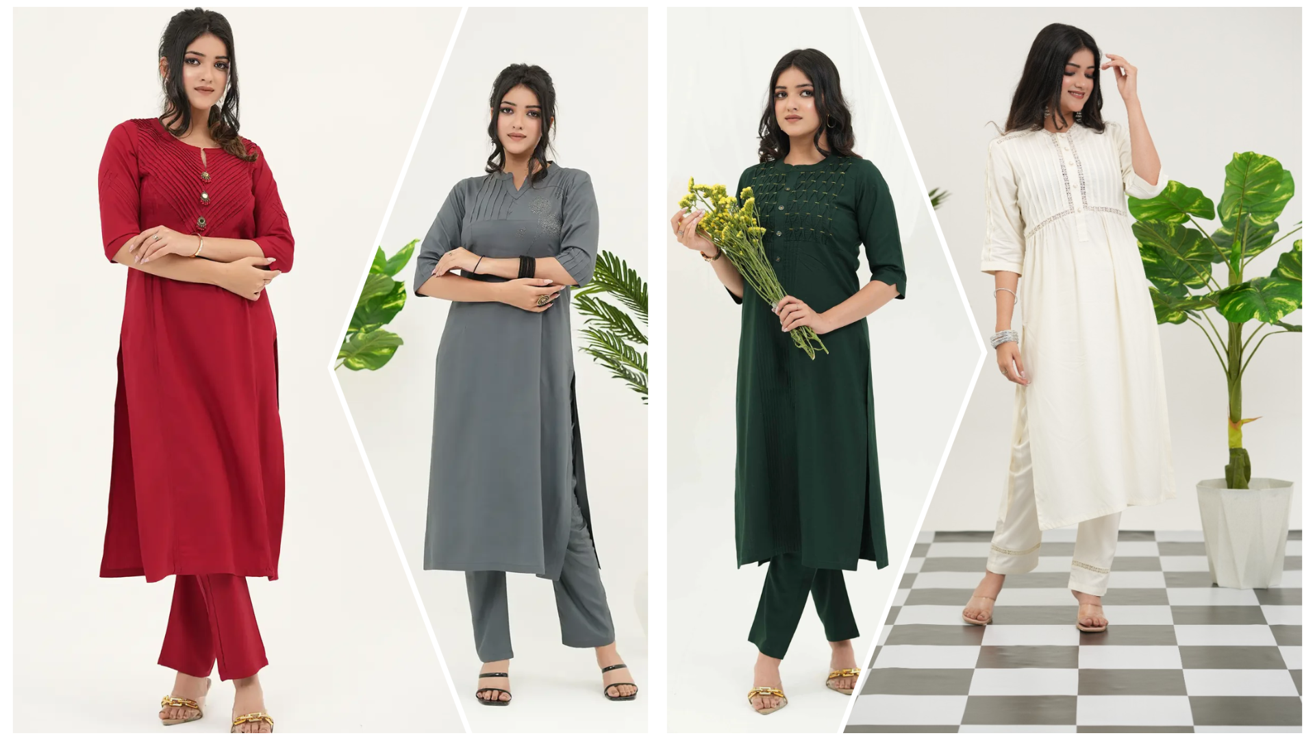 Solid kurta set for women in minimal design showcasing everyday ethnic wear with soft fabric and elegant fit