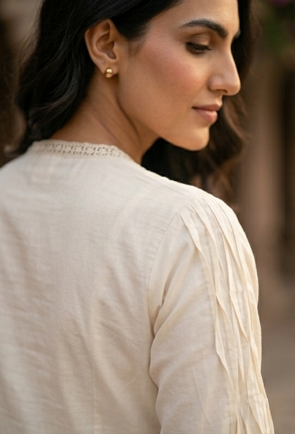 Summer Snow White Lace Work Kurta Set