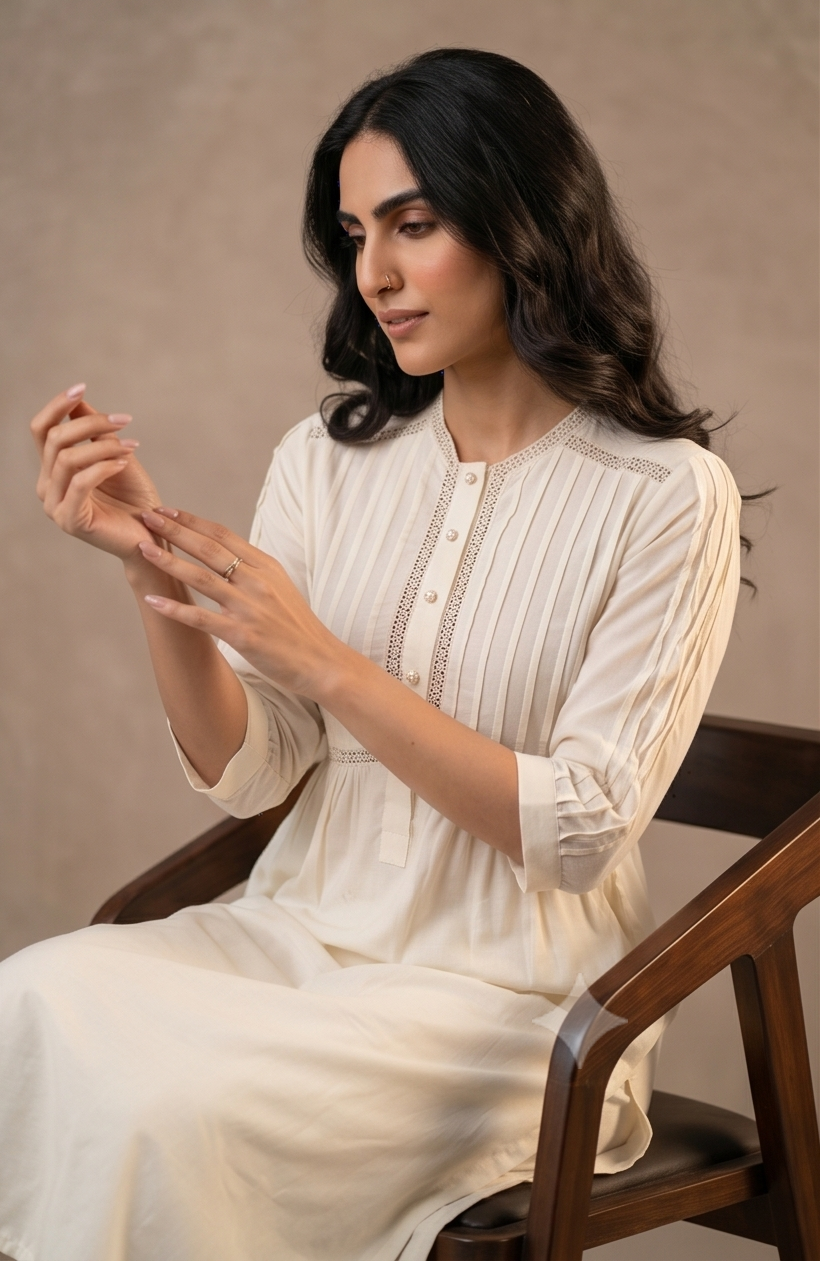 Summer Snow White Lace Work Kurta Set