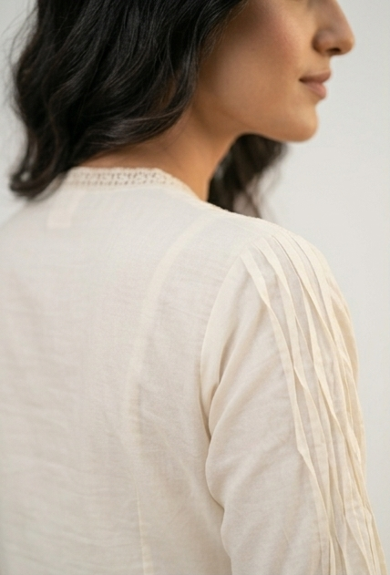 Summer Snow White Lace Work Kurta Set