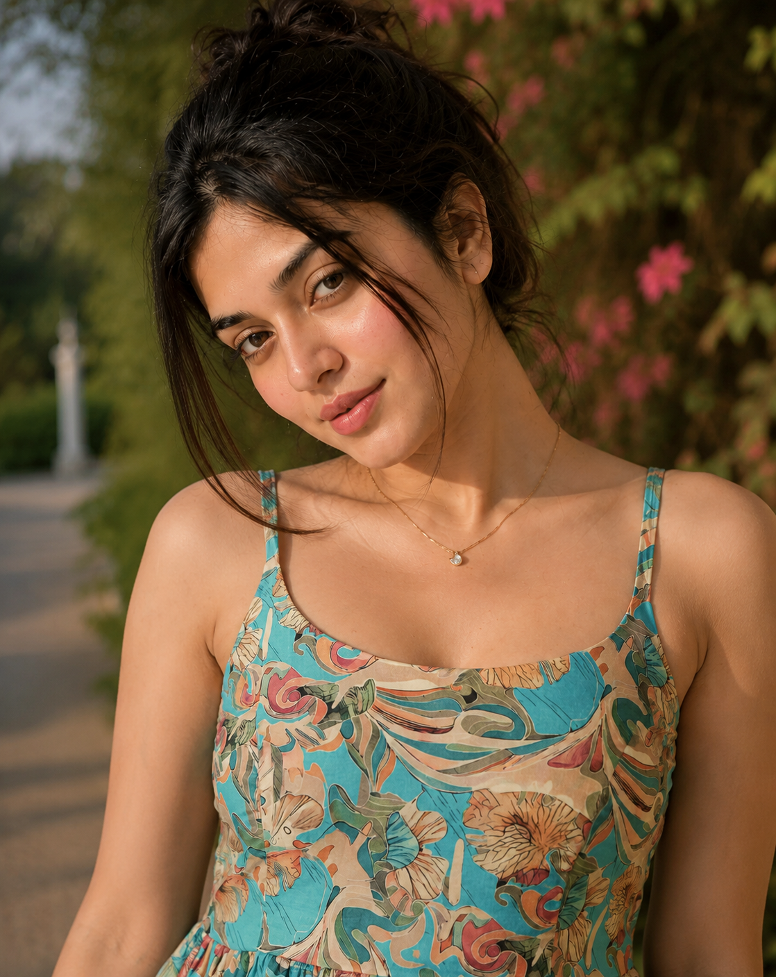 Aqua Breeze Tie-Shoulder Top