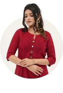 Crimson Radiance Pintuck Kurta Set by Simroz